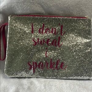 Silver and Pink Cosmetic Bag with Sparkling Design